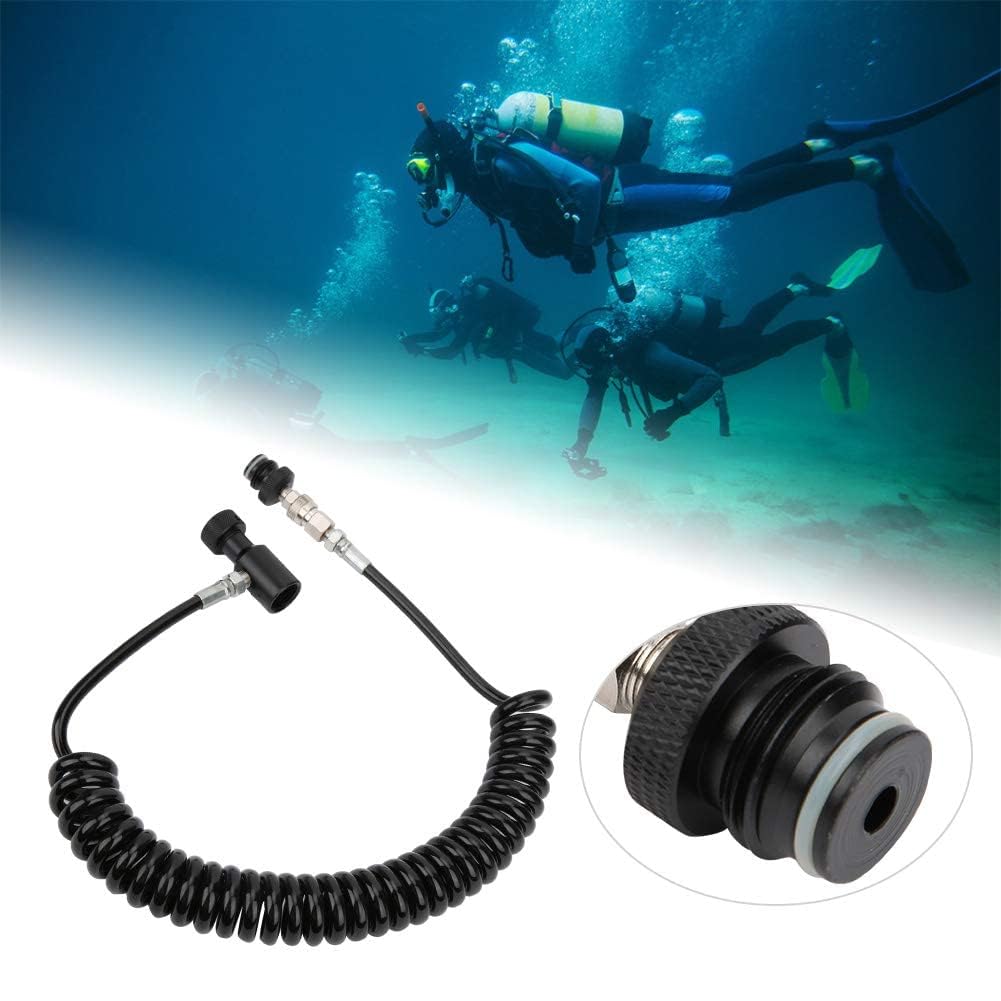 Alomejor Adaptateur Paintball 207 Bar, Manomètre intégré Adaptateur HPA Tuyau ondulé Aluminium pour Joueurs entraînements scénarios Airsoft