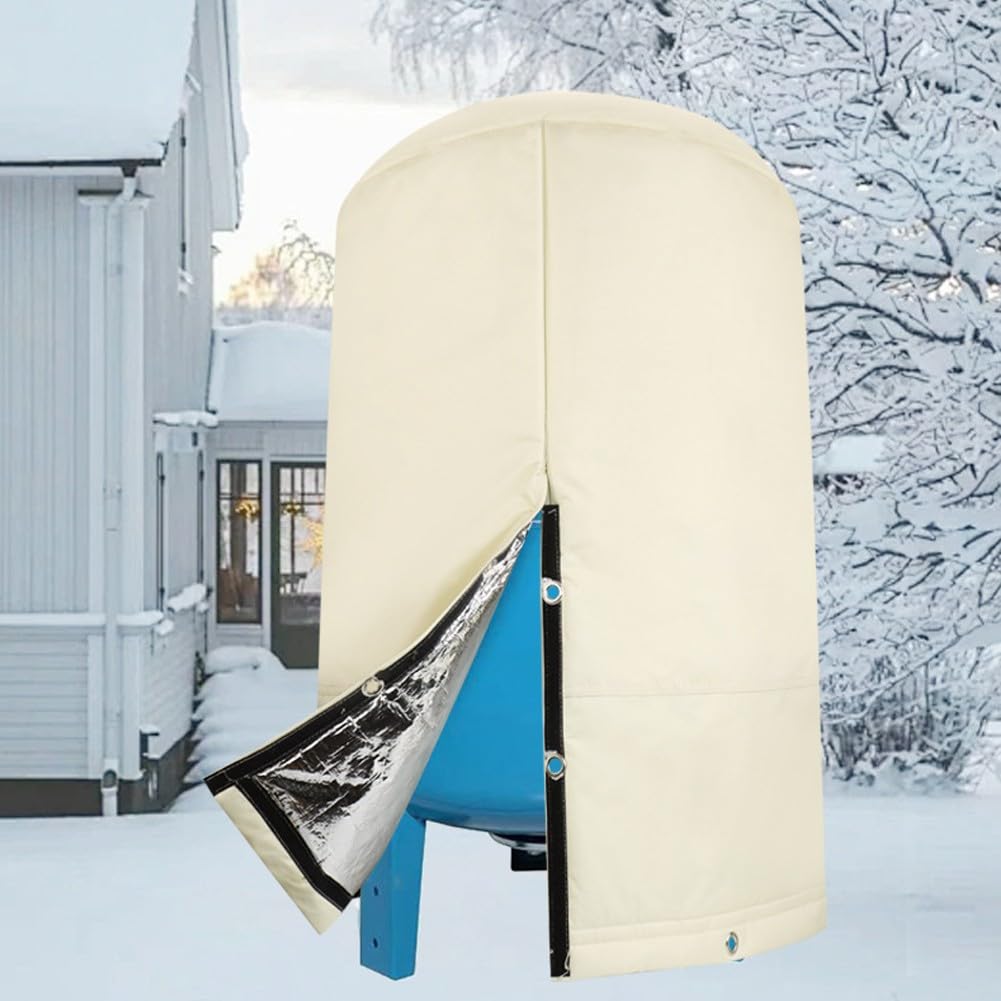 FUBESK Copertura rotonda per serbatoio a pressione dell'acqua, isolata a 3 strati, protezione invernale dal gelo, resistente alle intemperie, per serbatoi da pozzo all'aperto, 72 x 163 cm