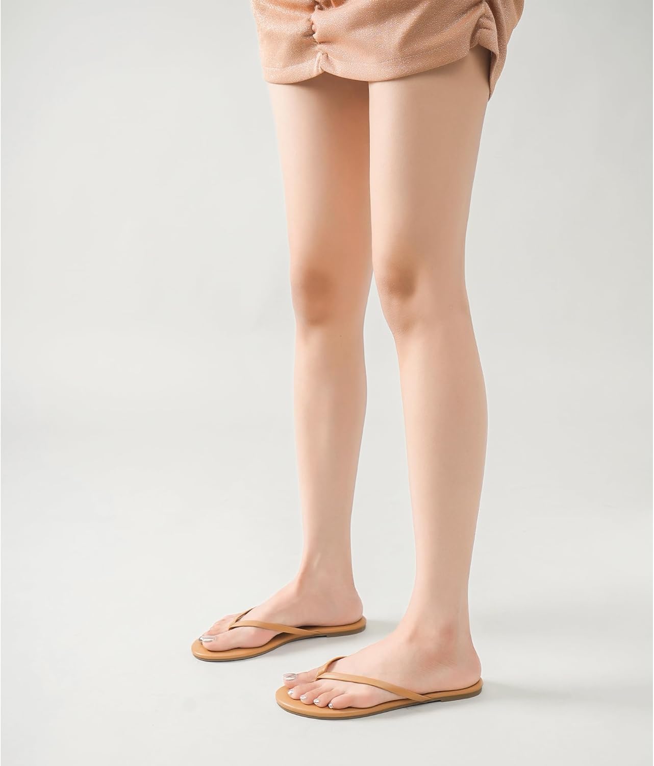 Flip Flops For Women Comfortable Round Toe Beach Sandals Thong Strap Slides Slip On Dressy Flats Sandals For Women - Image 2