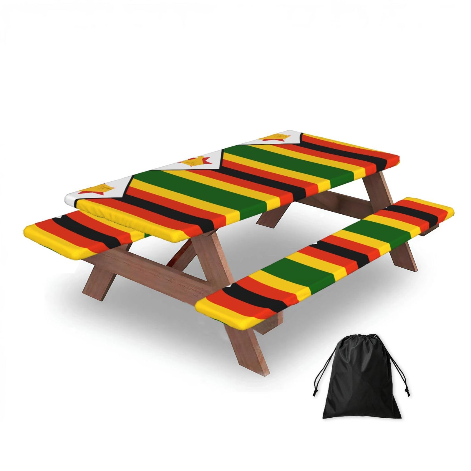 Zqytgfdc Black Flag Of Zimbabwe Rectangular Water-Repellent Picnic Tablecloths, Outdoor Camping, Picnic, Bbq
