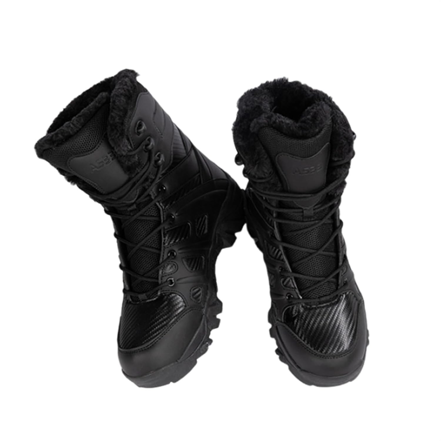 Bota Tática Militar Dos Homens, Botas De Combate De Cano Alto Com Forro De Pele Quente De Inverno Para Homem, Botas De Combate Impermeáveis em Pele Do Deserto, Para…