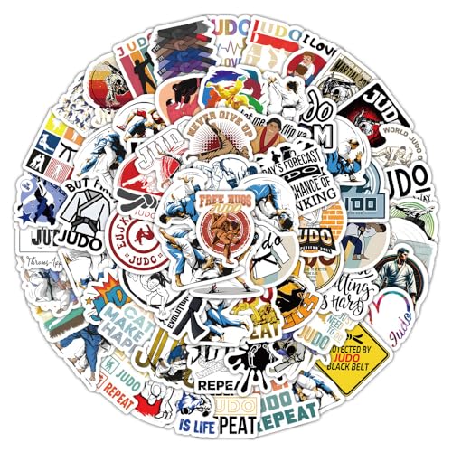 Yurosiay Judo - Pegatinas pequeñas de PVC, 100 unidades, resistentes al agua, para deporte, manualidades, decoración para maletas, botellas de agua, tabletas, mochilas, neveras, bicicletas, puertas,
