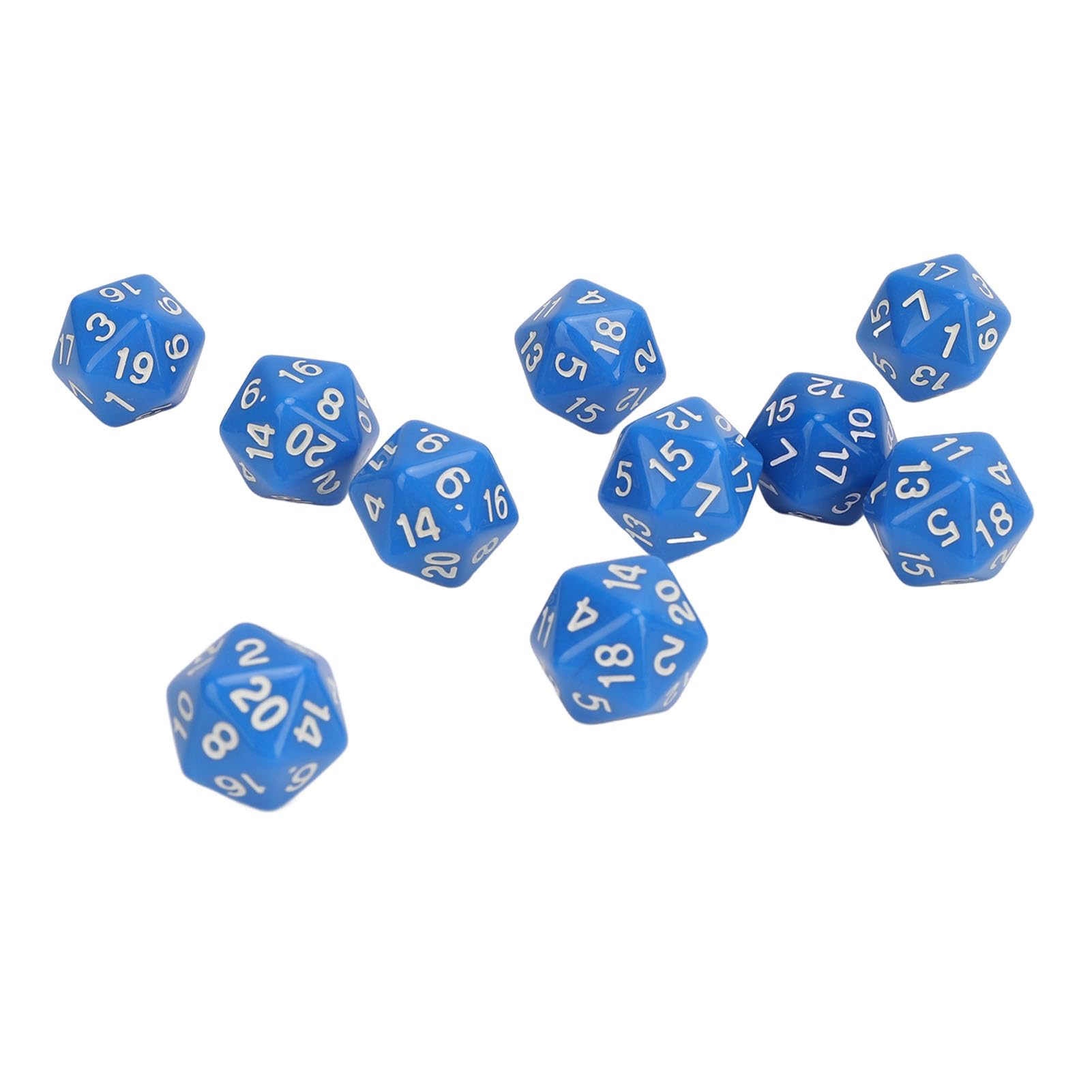 Zestaw Kości Wielościennych, 10 Sztuk 20-stronnych Kości ze Złotymi Liczbami do Gier Stołowych Dungeons and Dragons RPG (BLUE)