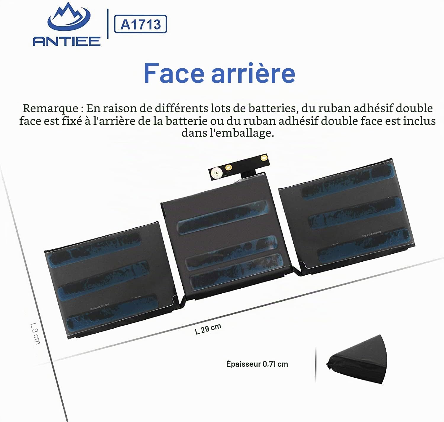 A1708 A1713 Batterie pour MacBook Pro 13 inch A1708(Late 2016 Mid 2017 EMC 2978 3164，A2171 Laptop Batterie pour MacBook Pro 13 inch A2159 (2019) A2289 (2020) A2338 (2020) 11.4V 54.5Wh 4781mAh