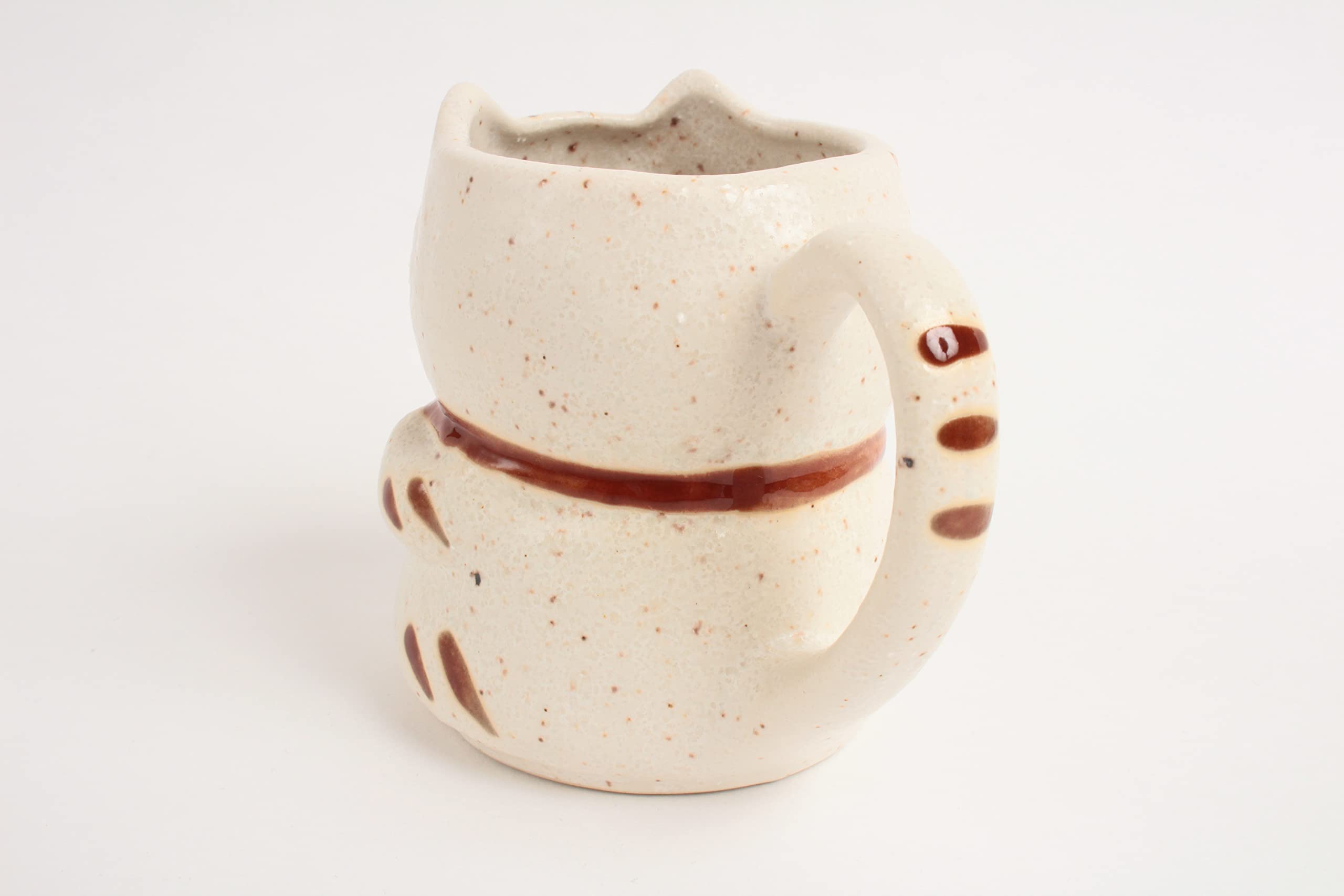 Mino ware Taza de cerámica japonesa Taza Manekineko Gato hecho en Japón (importación de Japón) (gasa blanca) CPM018