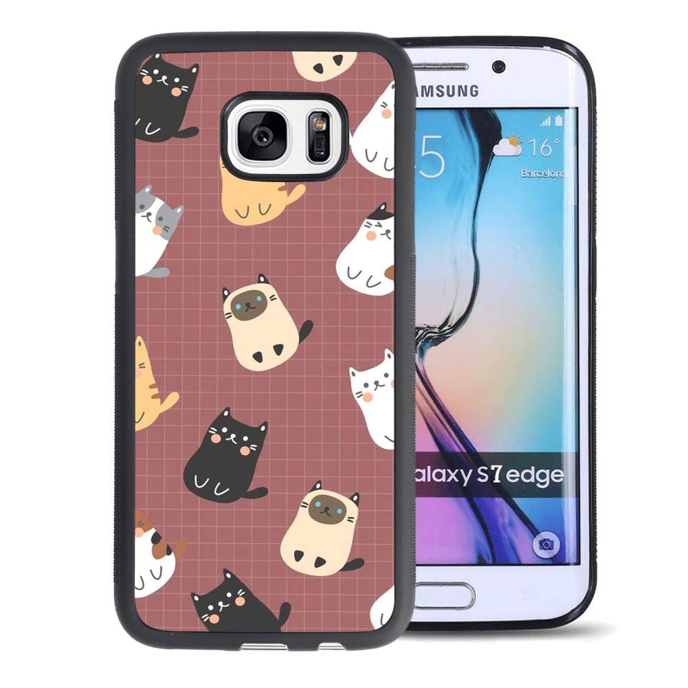 Samsung Galaxy S7 Edge Case Cute Cats for Boys, Personalized Silicone Thin Anti-Scratch Black Case for Samsung Galaxy S7 Edge