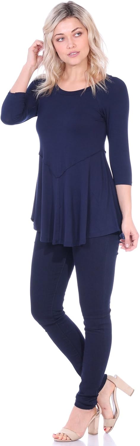 Popana Women’s Casual Short 3/4 Sleeve Tunic Tops for Leggings Loose Fit Shirt - Image 3