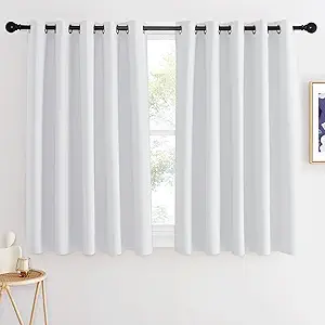 NICETOWN Room Darkening Greyish White Curtain - Window Treatment Thermal Insulated Grommet Light Blocking Sound Reducing Drape Privacy for Bedroom/Kitchen (1 Panel, W66 x L54)