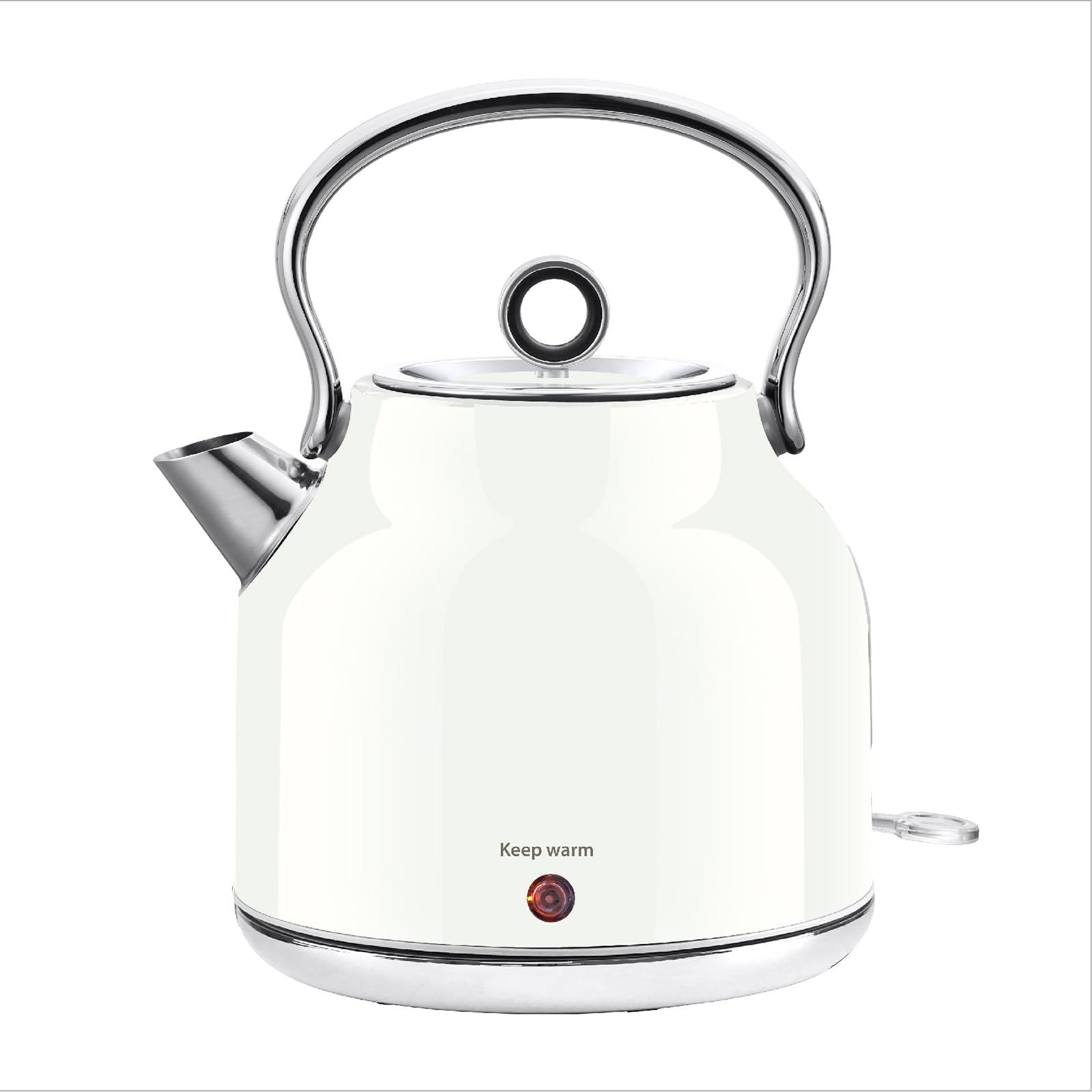 Huogary Wasserkocher - 1,7 L Edelstahl Wasserkocher mit Warmfunktion, 2000W Schnellkocher mit LED-Anzeige, Auto-Shut-off & Boil-Trocken-Schutz Kabelloses Design, Rotationsbasis (White)