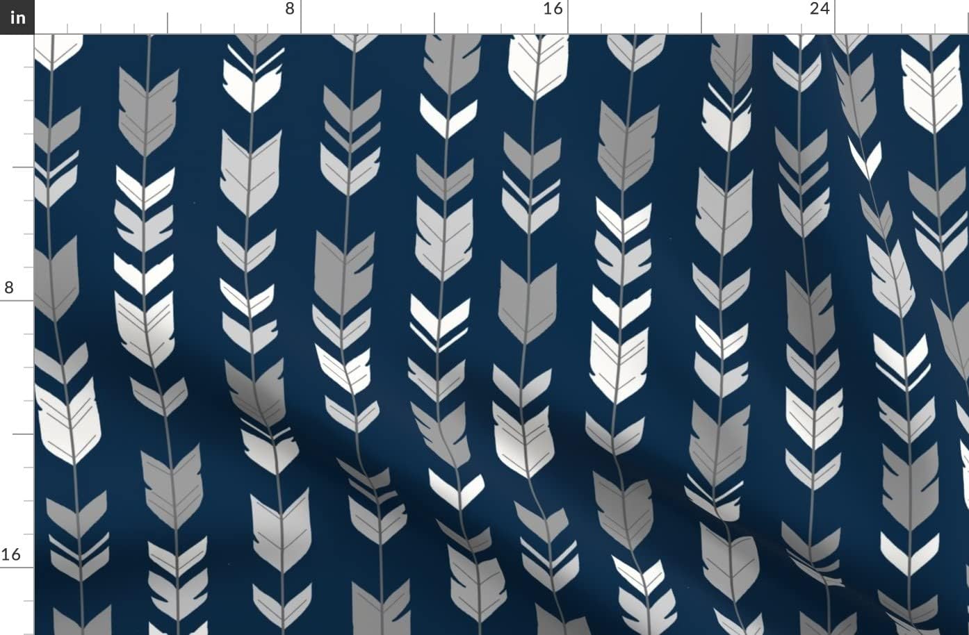 Spoonflower Fabric - Arrow Feather Navy Feathers Woodland Nursery Gray Printed on Organic Cotton Sateen Fabric by The Yard - Sewing Quilting Apparel Home Decor