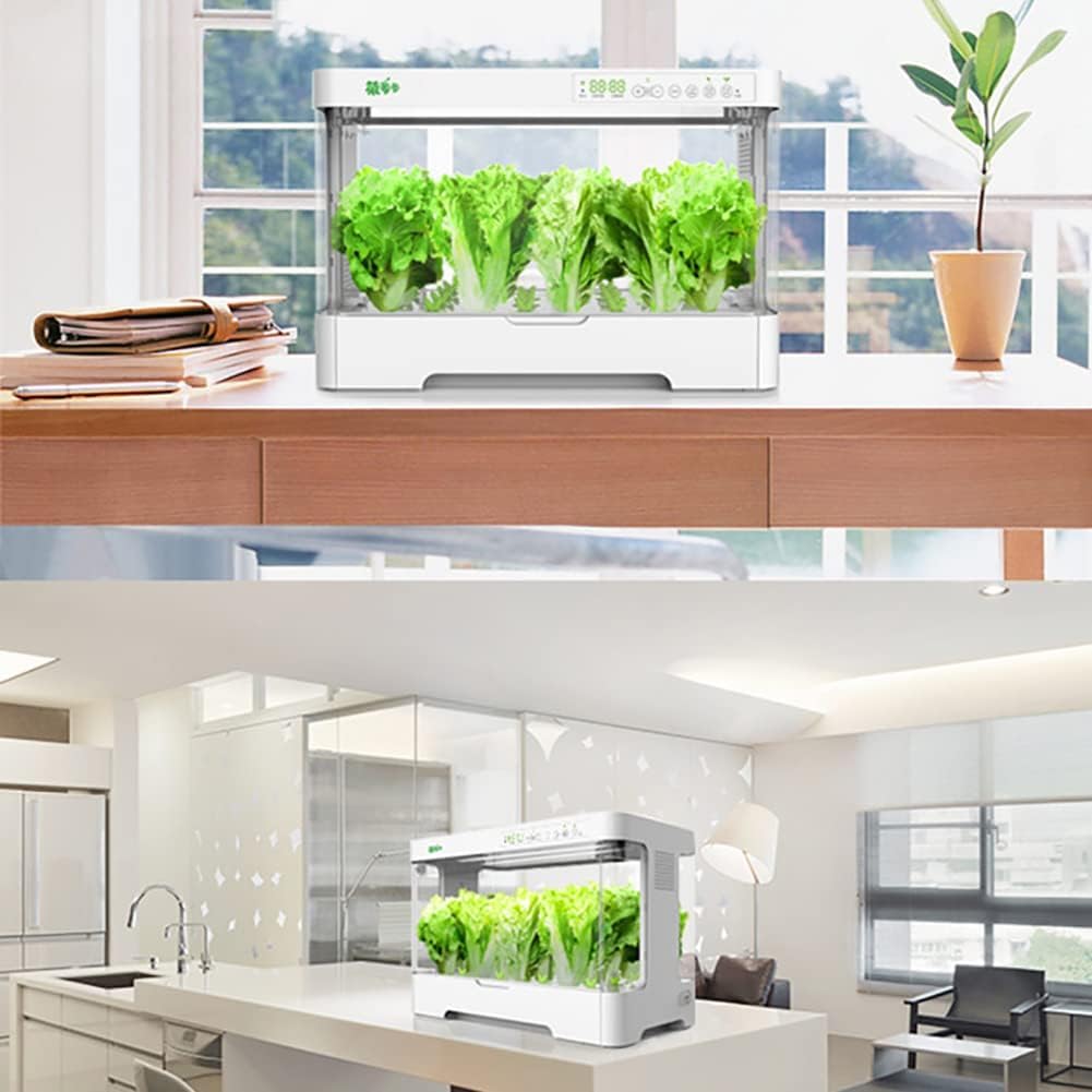 Kit de Cultivo de Hierbas aromáticas para Interiores con hidropónico, luz de Cultivo, Temporizador automático y depósito de Agua de 4 litros, con 30 cápsulas