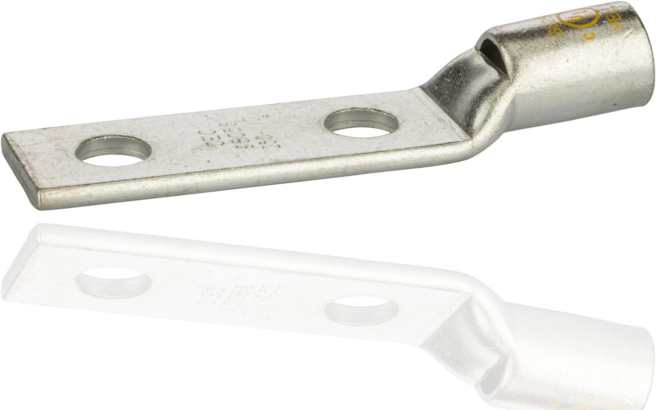 NSI GL250N Series GL-N Compression Peep Hole Lug, 2 Hole, 1/2" Stud Size, 1.09" Width, 4.44" Length, 0.15" Thick, Yellow