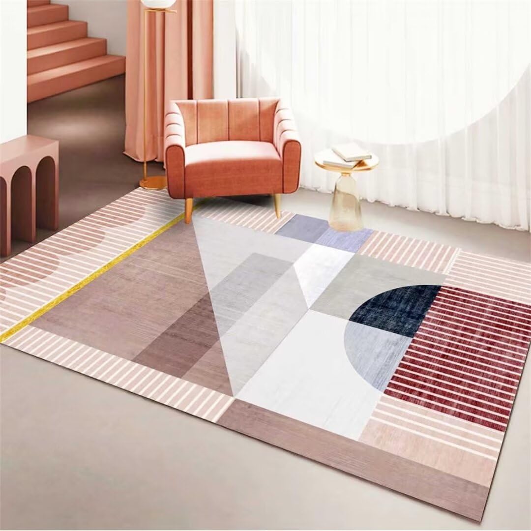 Tapis chambre bébé fille bleu 60x100cm géométrique en molleton bas
