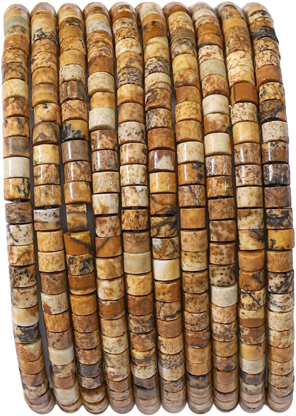 Natural Brown Picture Jasper Short Cylinder Beads 2x3mm 155pcs Tube Loose Semi Gemstone Beads for Jewelry Making Design