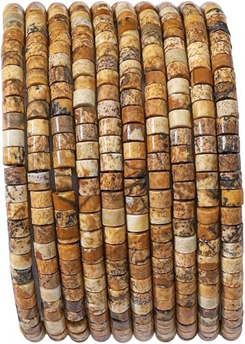 Cuentas cilíndricas cortas de jaspe marrón natural de 0.079 x 0.118 in, 155 piezas de tubos sueltos semi piedras preciosas para diseño de joyería