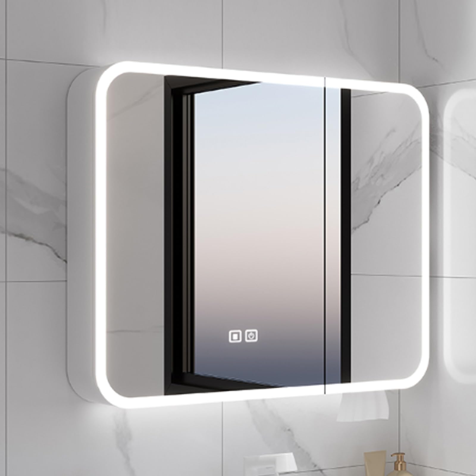Arc łazienkowa szafka na leki z diodami LED, aluminiowa szafka na leki ze światłami, lustro łazienkowe LED szafka na lekarstwa, montowany na ścianie szafka z lustrem przeciwmgielnym, stojak do