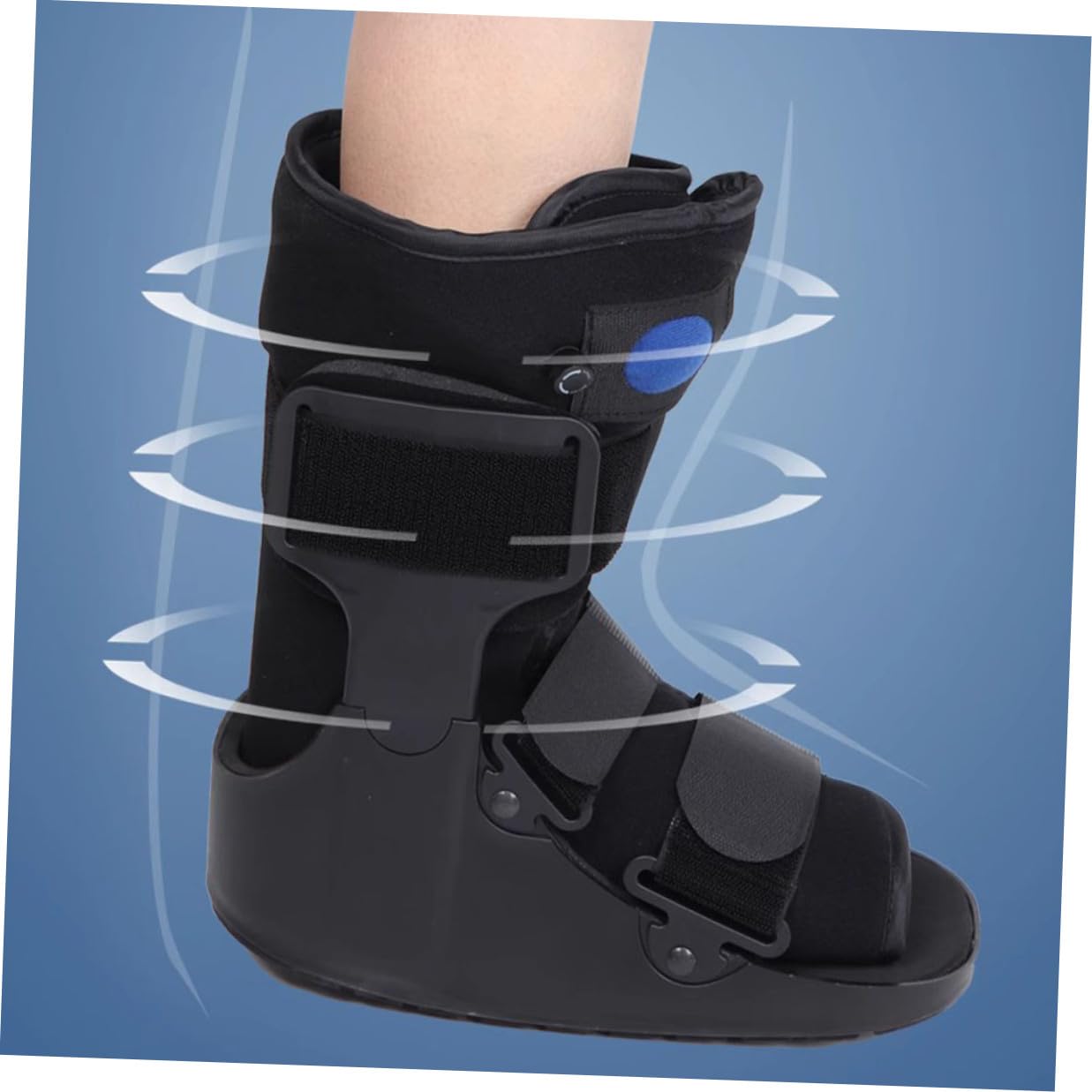 Rehabilitation Shoe Short Boot with Ankle Fixation Brace and Inflatable Cushion Low-top Ankle Support Brace for Post-surgery and Injured Foot Stabilization for Adults