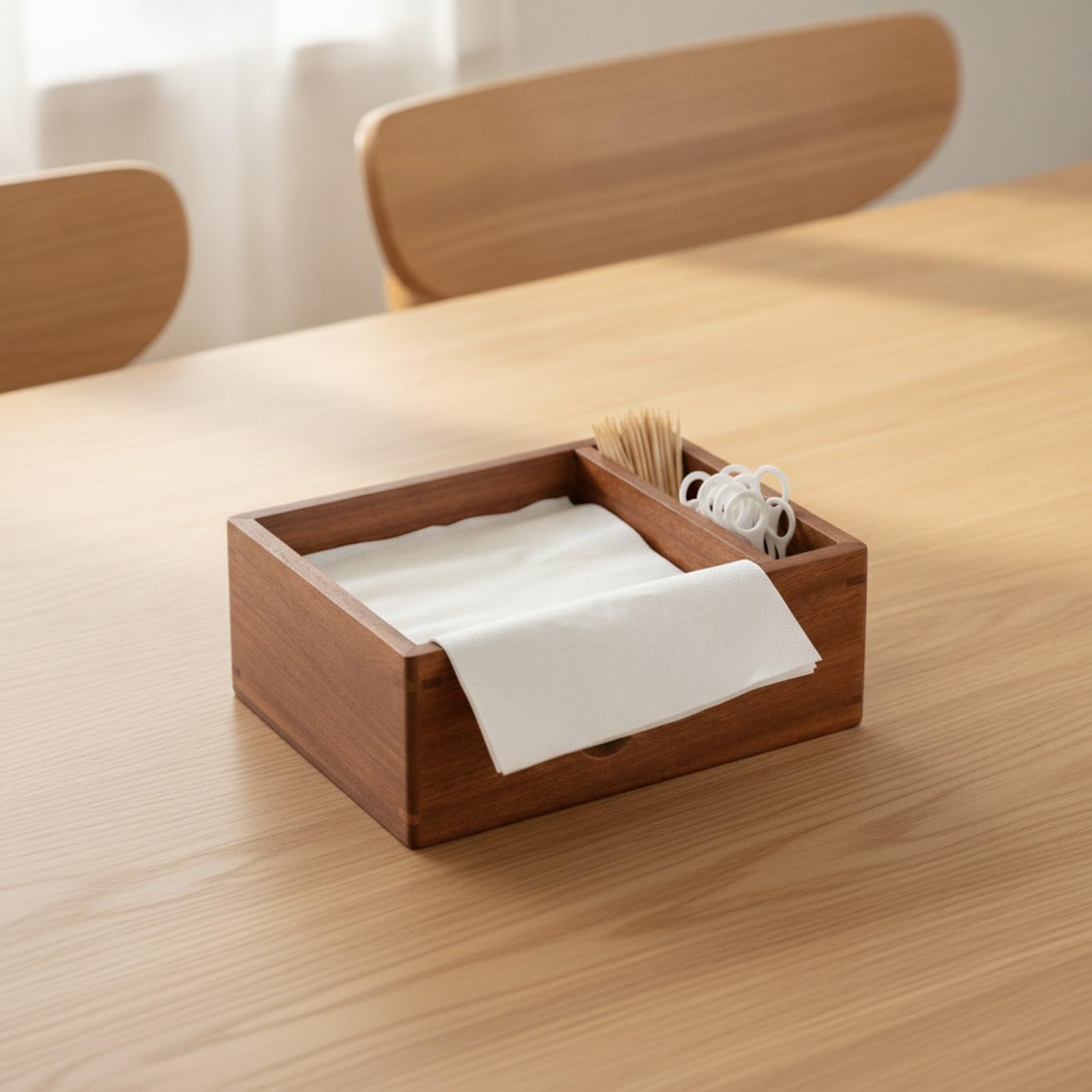 Organizador con Compartimentos Morno Compacto, Servilletero con Divisiones, Multifunción, Organizador, para Comedor, Oficina, Baño, Negro