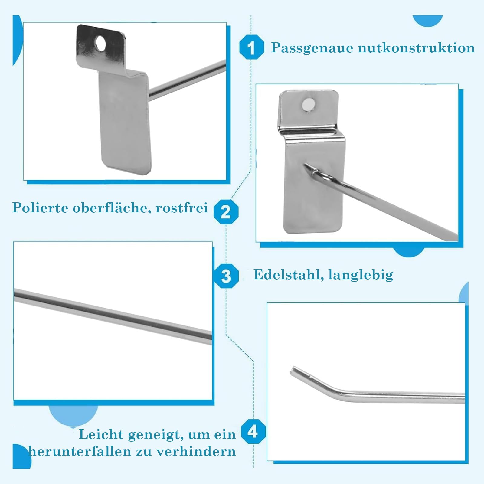 uyoyous Lochwandhaken 20 cm Lamellenwand Slatwall Haken 100 Stück