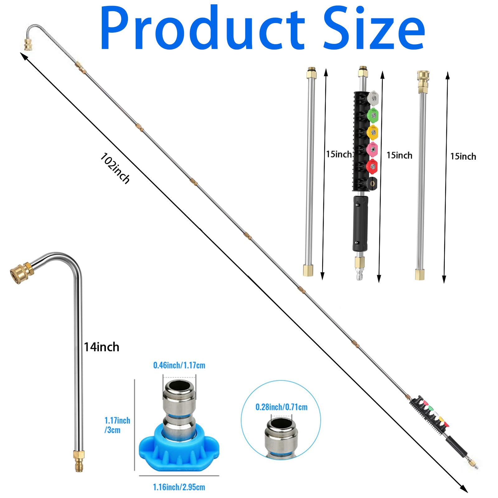 Set di prolunga per idropulitrice ad alta pressione con adattatore Karcher compatibile con Karcher serie K K2 K3 K4 K5 K6 K7, asta per la pulizia delle grondaie da 4000 psi, lancia per la