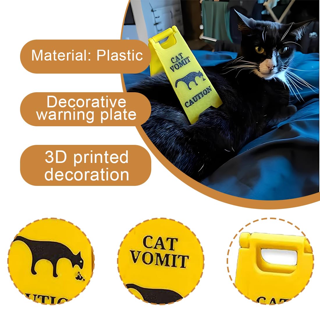 Segnale di vomito di cane, Segnale di vomito di cane divertente Segnale di avvertimento per pavimento bagnato, Segnale di vomito di animale domestico bavaglio in miniatura (B)