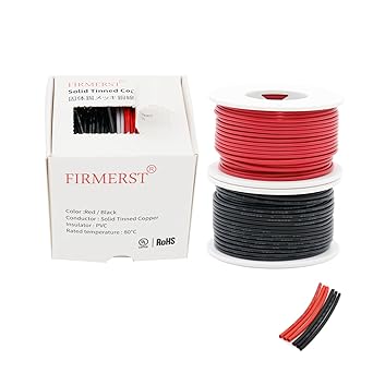 FIRMERST 22 Gauge 50 Feet Solid Core Tinned Copper Hook up Wire Kit - 2 Colors UL Listed