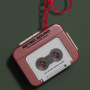 Vintage Cassette Tape Keychain - Retro Recorder Charm with Mini Working Microphone | Personalised Voice Message Gift to Record Love, Music & Sounds | Couple, Present for