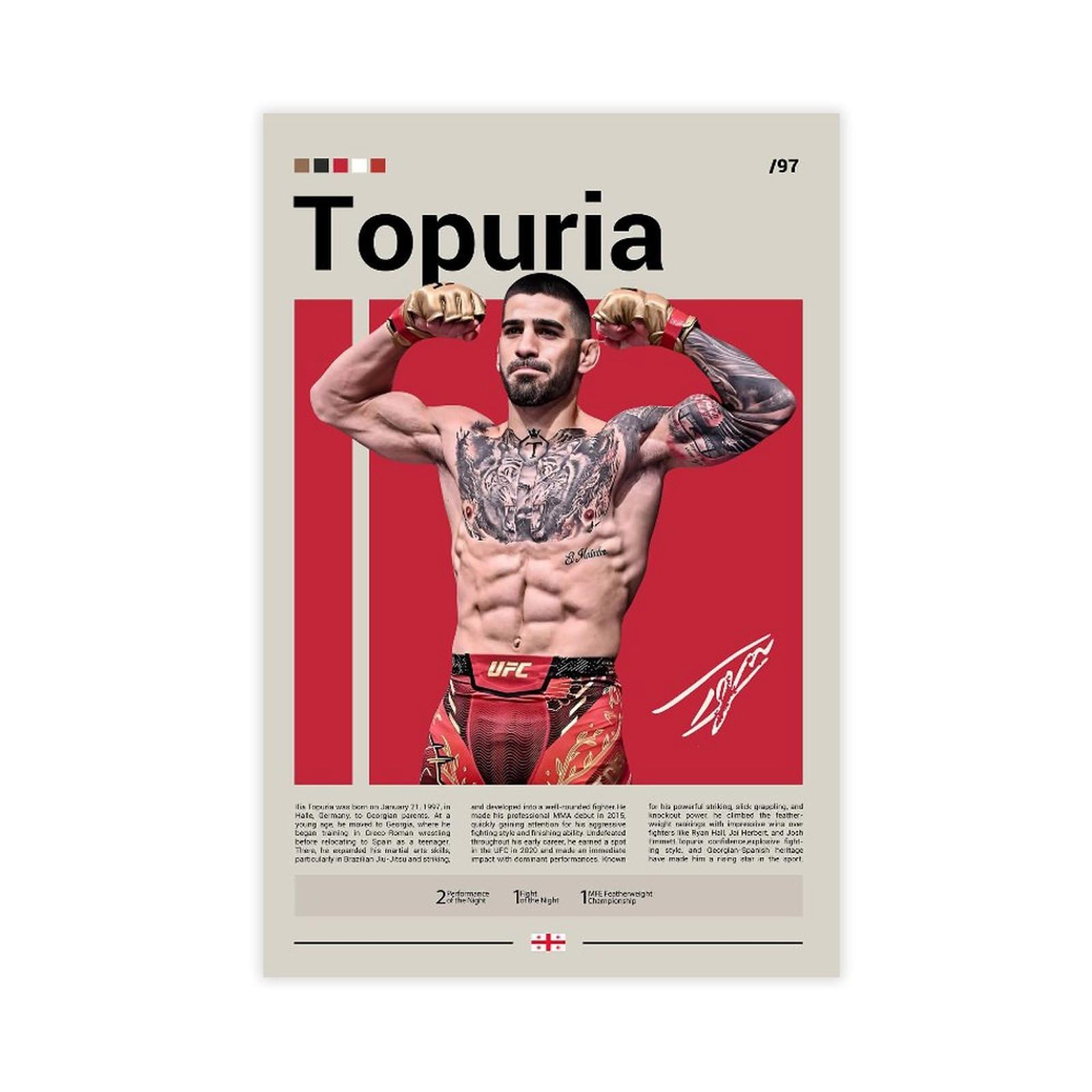 QGVBGF El Matador Ilia Topuria UFC Fighting Posters Canvas Poster Bedroom Decor Landscape Office Room Decor Gift 12x18inch(30x45cm)