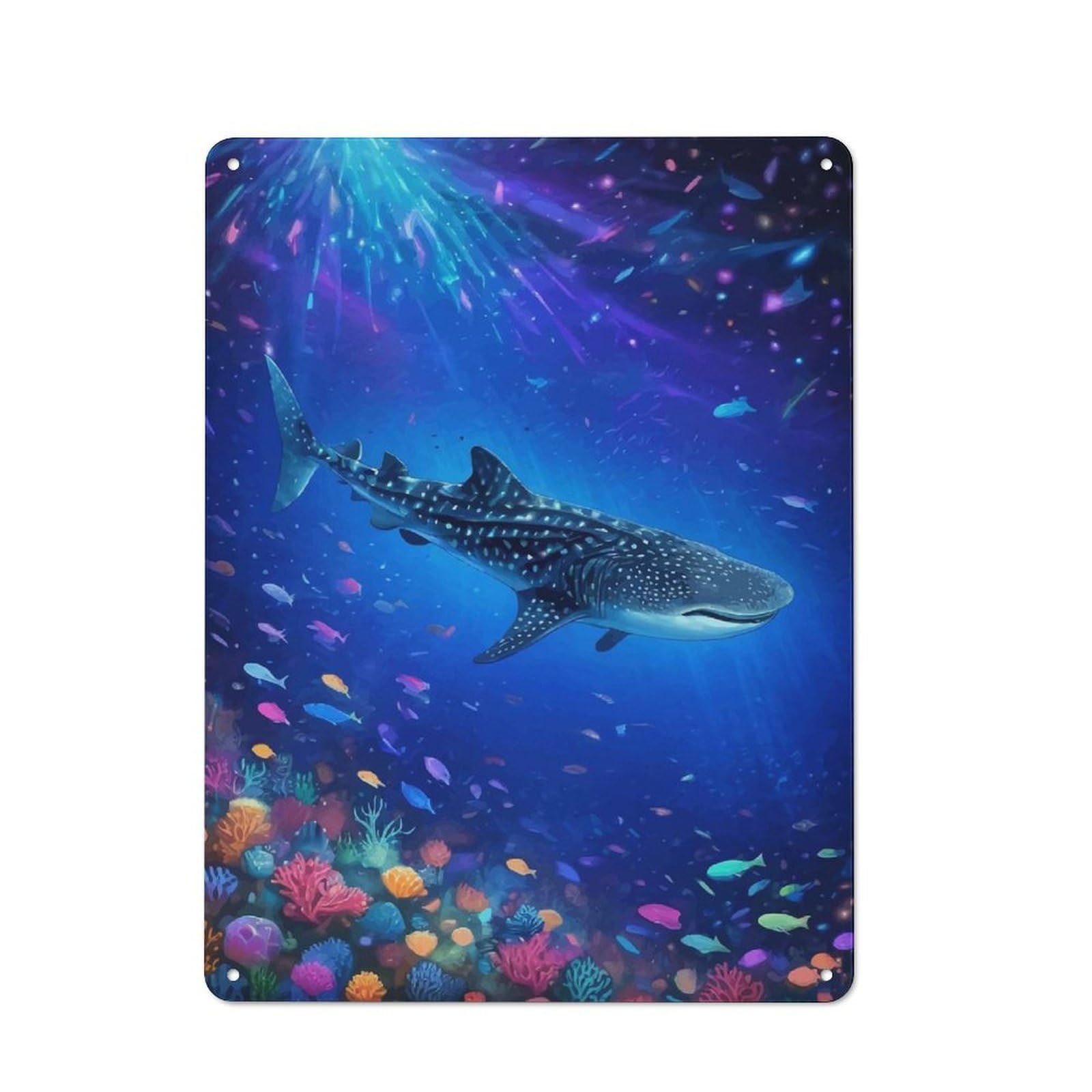 Junmoney Whale Shark Underwater-1 Tin Wall Plaque 40X30cm With Whale Shark Underwater For Guest Room Or Hallway, For Hallway Wall Decor Fans