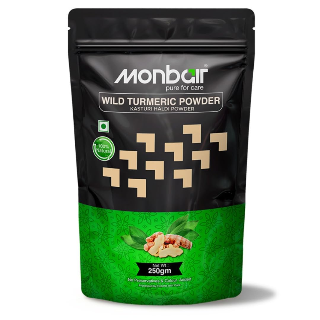 Monbair Wild Turmeric Powder | Kasturi Turmeric/Kasturi Haldi | Suitable for all Skin Type, Whitening Musk Turmeric Natural Face Care | No Chemicals, No Preservatives, No Pesticides, 250g, Pack of 1