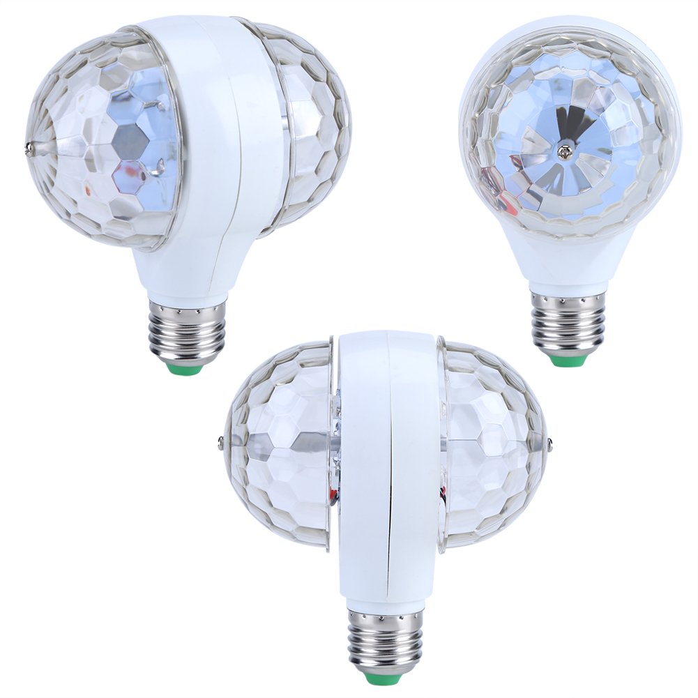 E27 RGB LED disco światła sceniczne żarówka kulowa 2-głowicowa obrotowa z efektem imprezowym Pub disco oświetlenie sceniczne 6W Nadaje się do KTV, sal muzycznych itp. (UE)