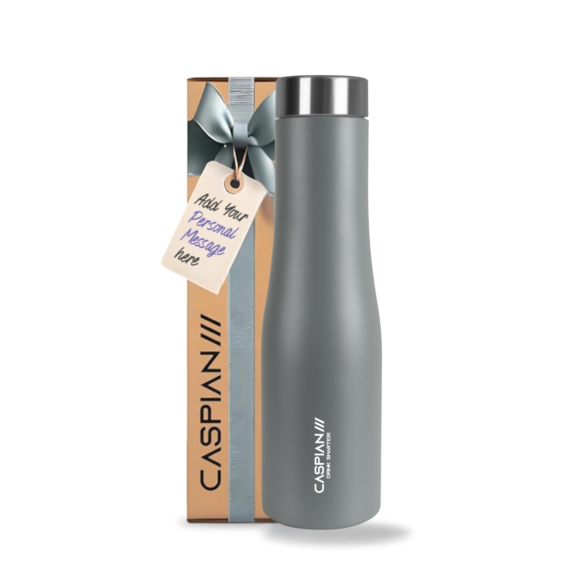 Caspian Aqua Customised Stainless Steel Water Bottle 1L, G Goose with Logo Print - Personalised Water Bottle with Your Name Print for Kids Boys Girls School Office Gym- Perfect for Corporate Gifting