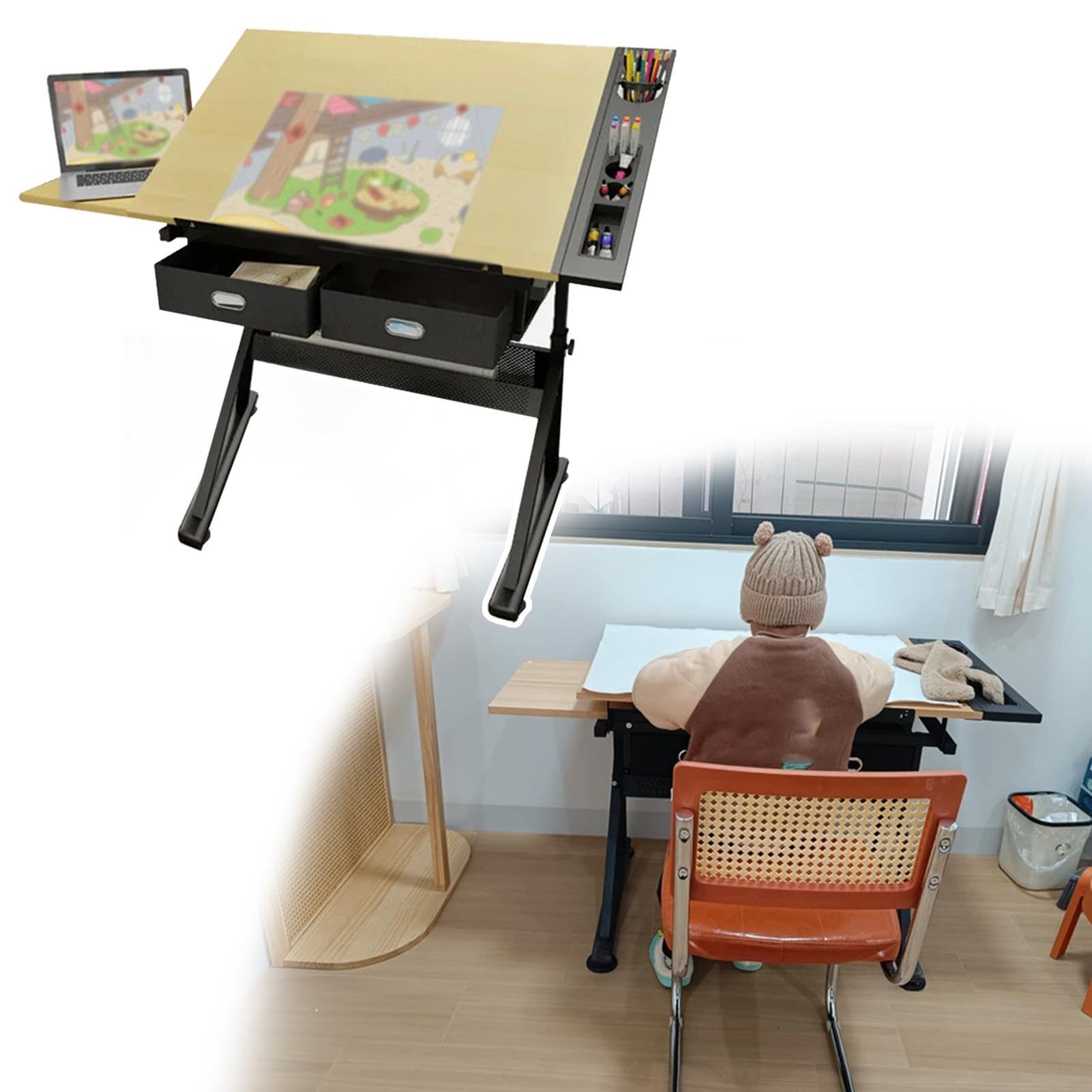 ZIMGOD Mesa de Dibujo Mesa Inclinable para Dibujo y Pintura