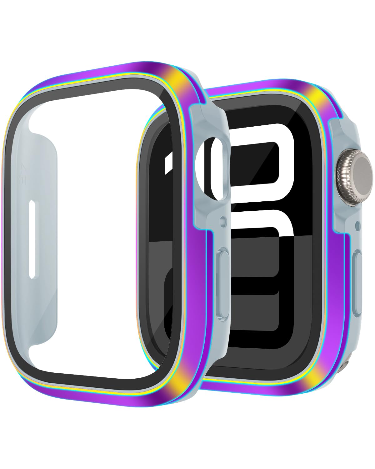 Miimall Hard PC Case with Tempered Glass Screen Protector for Apple Watch Series 10 (2024) 42mm, Ultra-Thin Anti-Scratch All-Around Screen Protection Cover for iWatch 42mm, Multicolorful