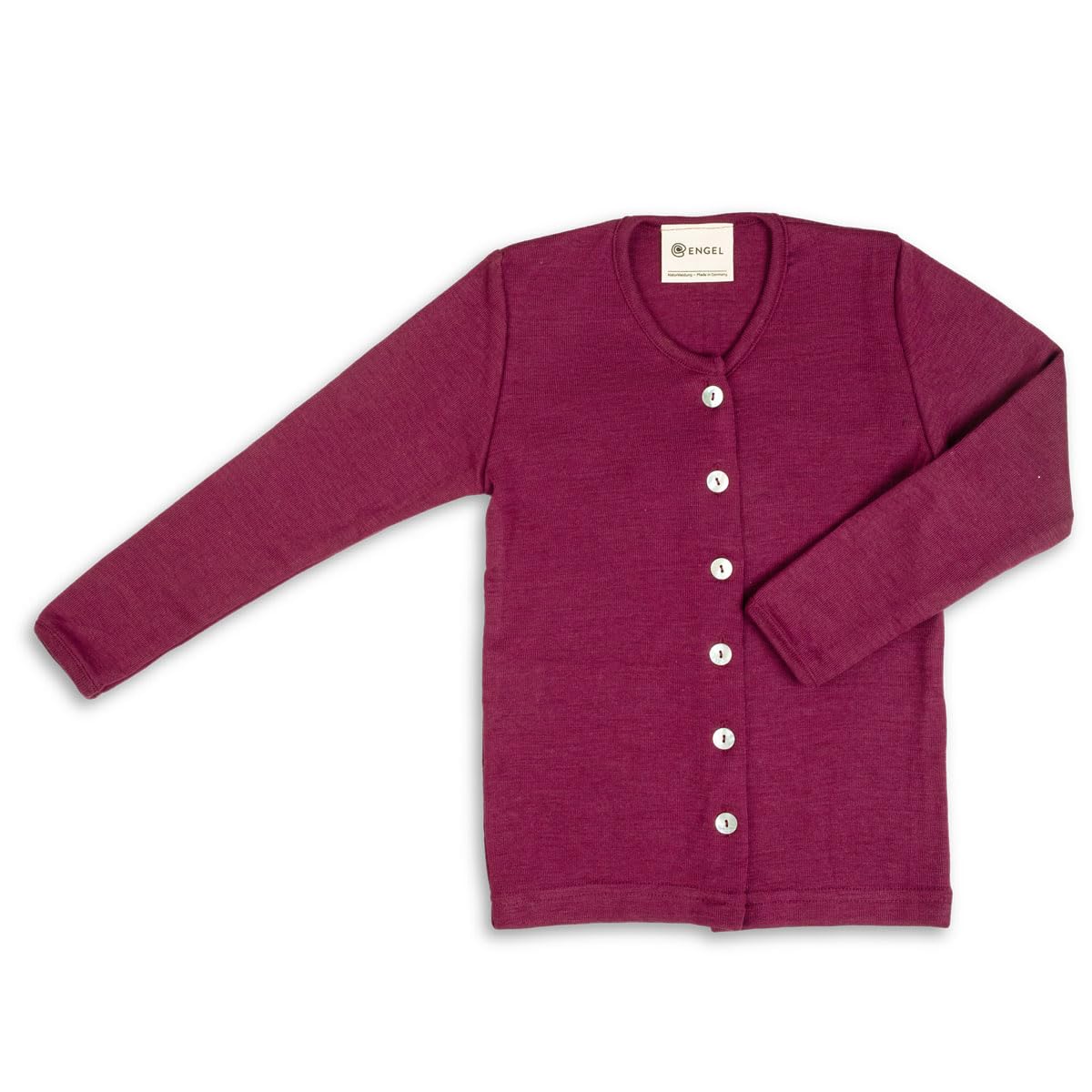 Engel Natur Kinder Strickjacke, Cardigan 70% kbT-Merinowolle, 30% Seide (128, Orchidee)
