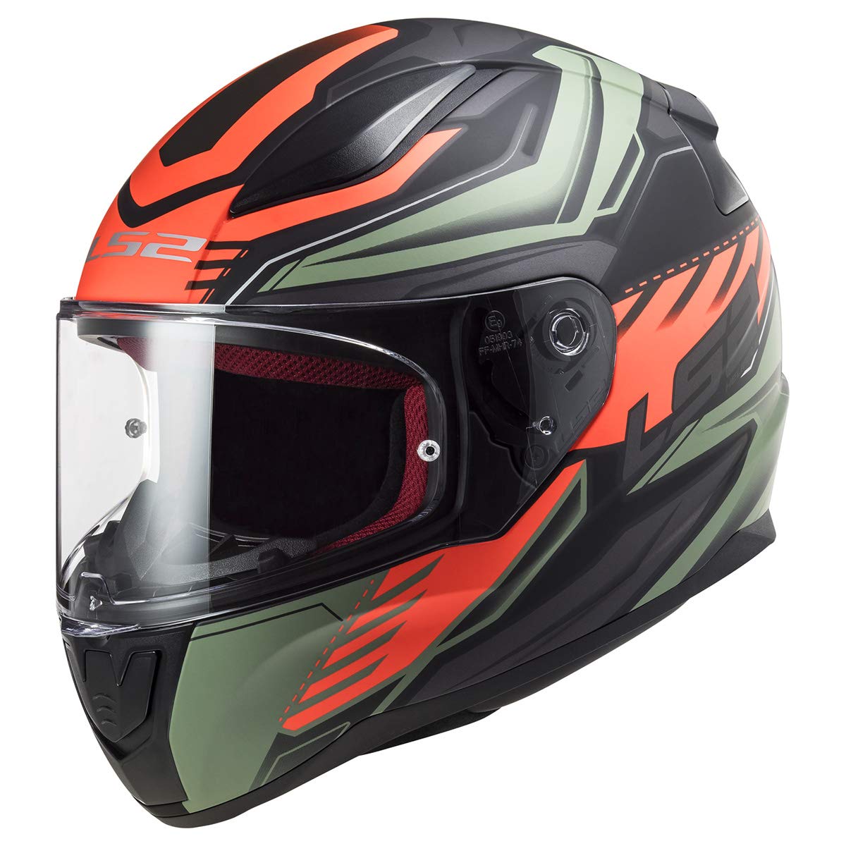 LS2 Helmets Full Face Rapid Gale Street Helmet (Matte Black Red Matte Green - 2X-Large)