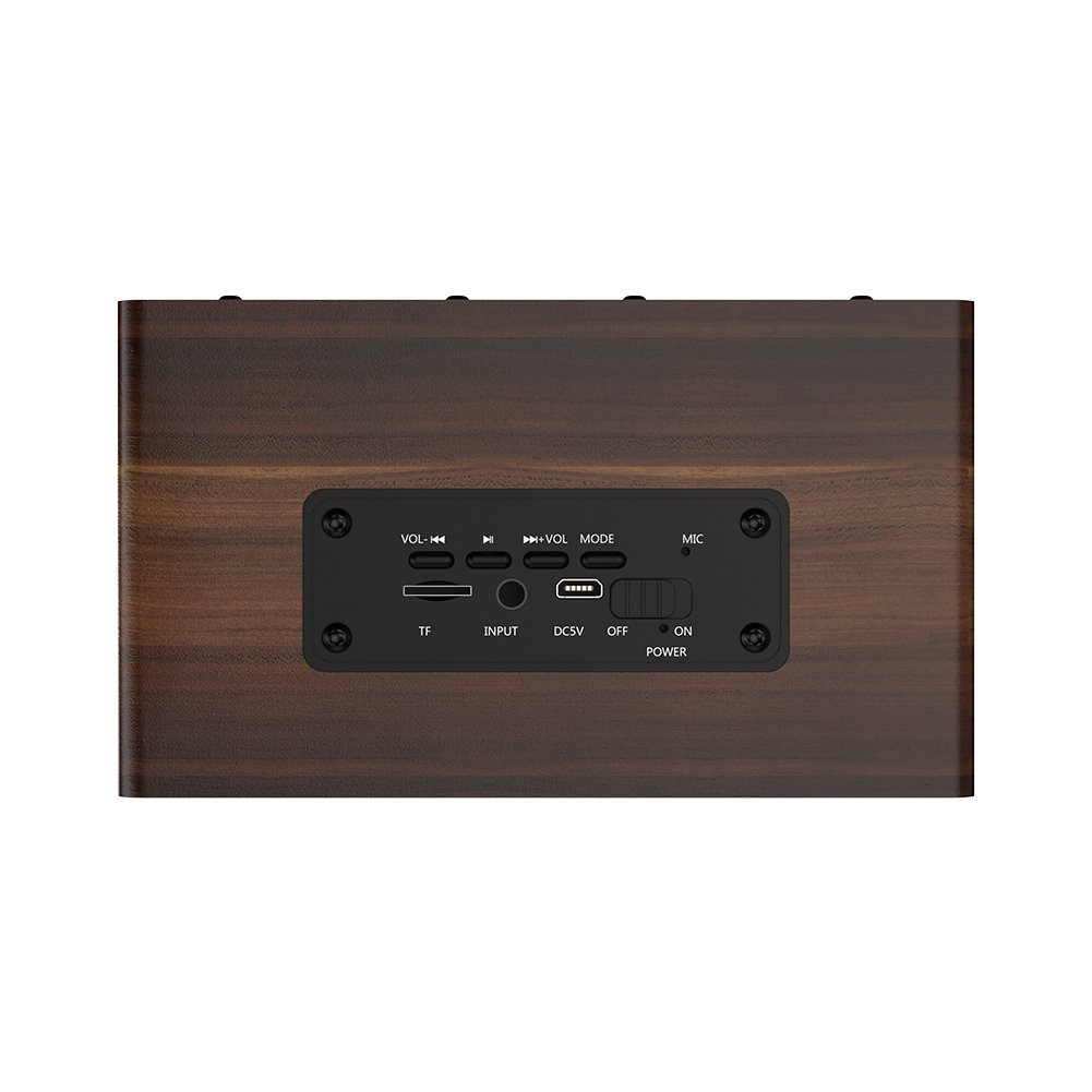 Vintage Radio Retro Bluetooth Speaker - Enceinte sans Fil Portable en Bois Bluetooth 4.2 avec Radio FM, réveil, Carte TF, Aux, Son Puissant et Caisson de Basses, pour la Maison en Plein air