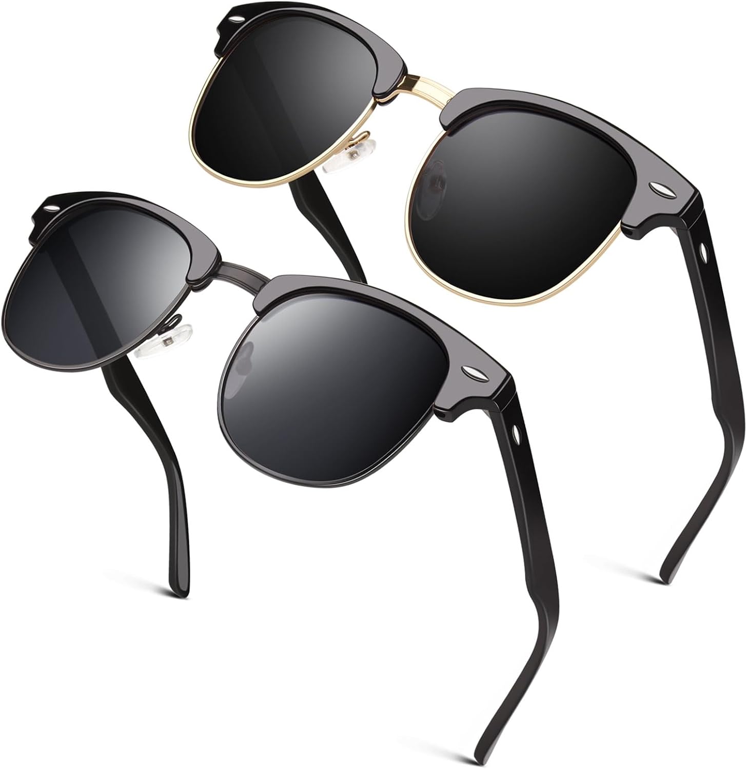 GQUEEN Classic Horn Rimmed Semi Rimless Polarized Sunglasses for Men Women GQO6