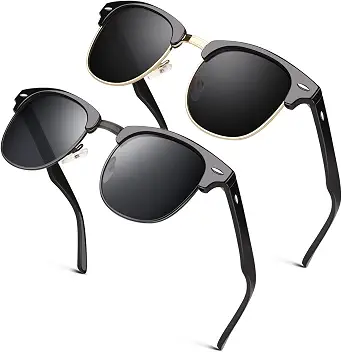  Retro Semi Rimless Polarized Sunglasses Men Womens UV400 Shades GQO6 | Lightweight Frame,Adjustable Nose Pads,Vintage Style,Driving,Fishing,Running,Golfing,Travelling,Sun Glasses