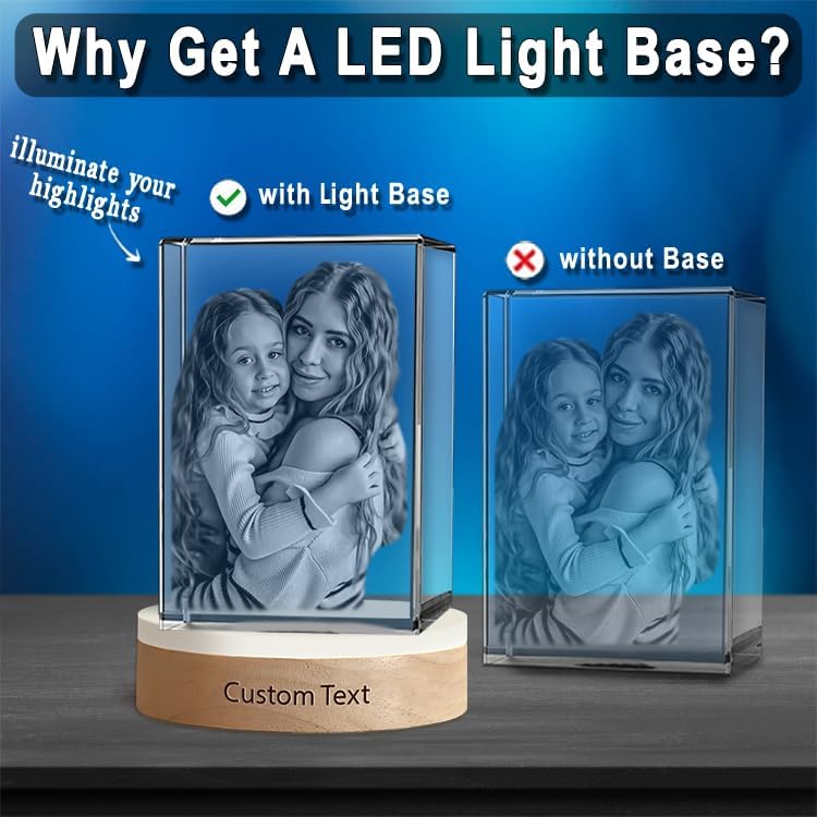 Miniatura 8 de AVAGifts Foto de cristal 3D, regalo personalizado  Regalos personalizados para papá y mamá, él, ella, esposa y marido. Regalos de imagen