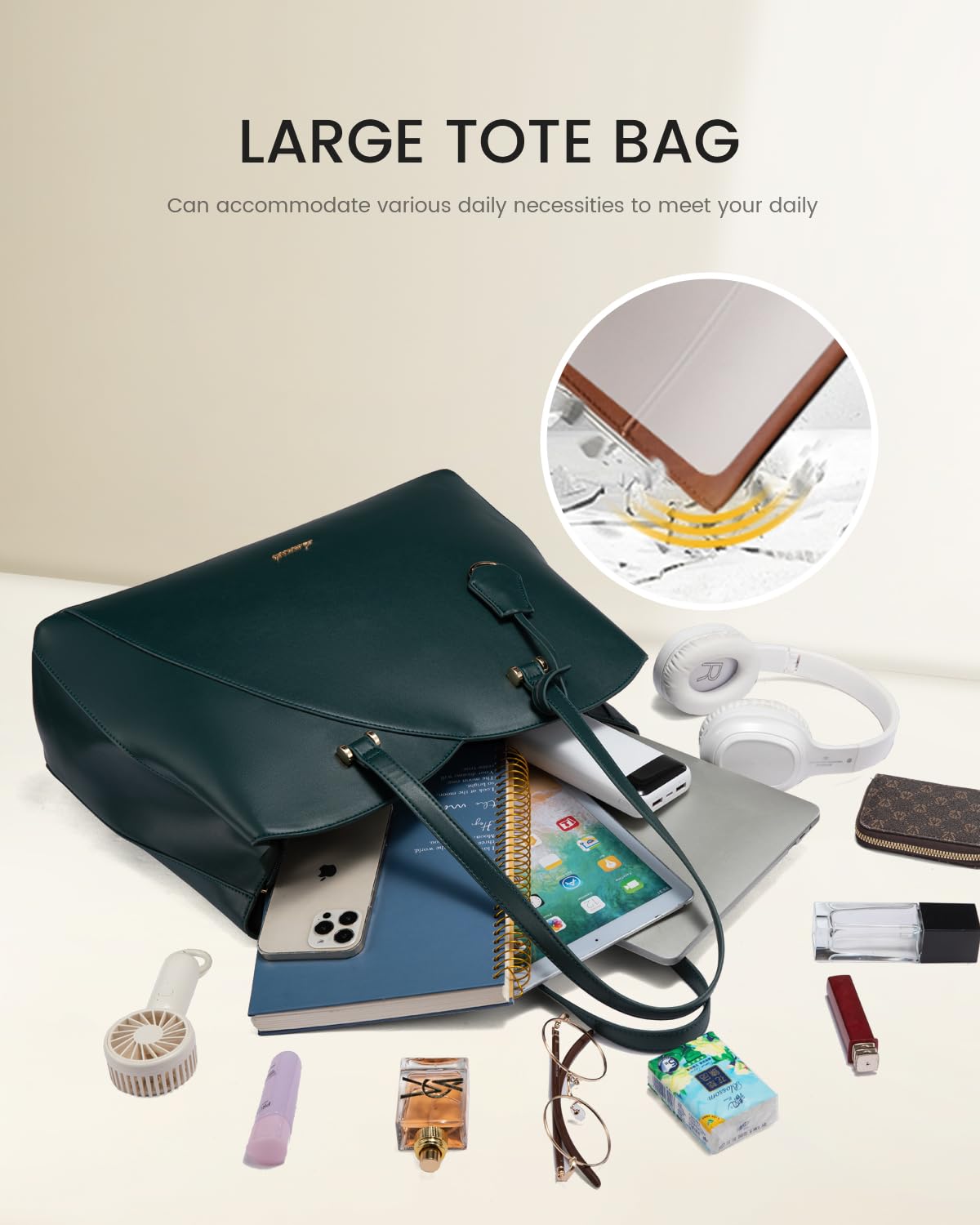 LOVEVOOK Sac Cabas Femme, Grand Sac 0rdinateur Sac a Main pour Les Cours Lycee, Sac Fourre Tout Sacoche de ravail University