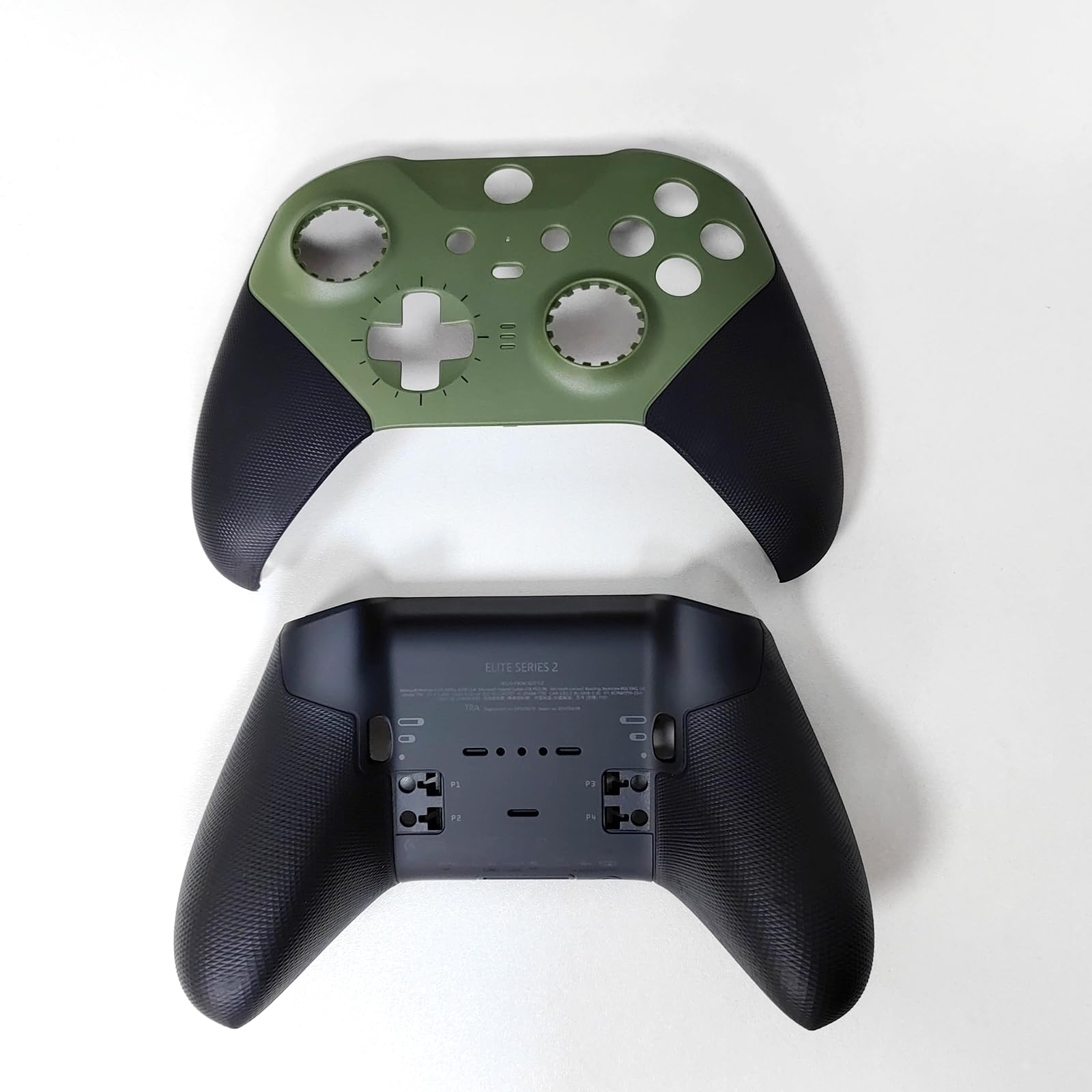Hzxkqmil Coque de Remplacement Boîtier Avant et Arrière Étui de Couvercle Personnalisée Accessoires pour Xbox Manette Elite Series 2, Vert Armée + Noir
