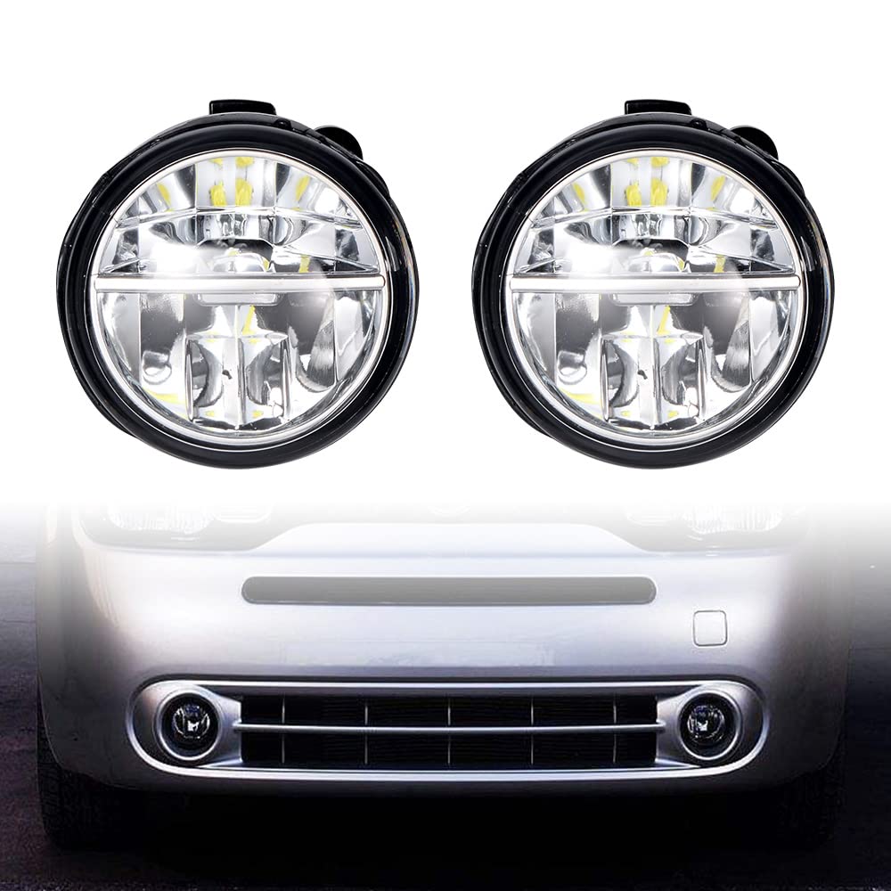 Compatible with Nissan Cube Juke Murano Quest Rogue Versa Infiniti EX FX G25 G37 Q60 M37 M56 Q70 Xenon White XML2 LED Driving Fog Light Real Glass Lens