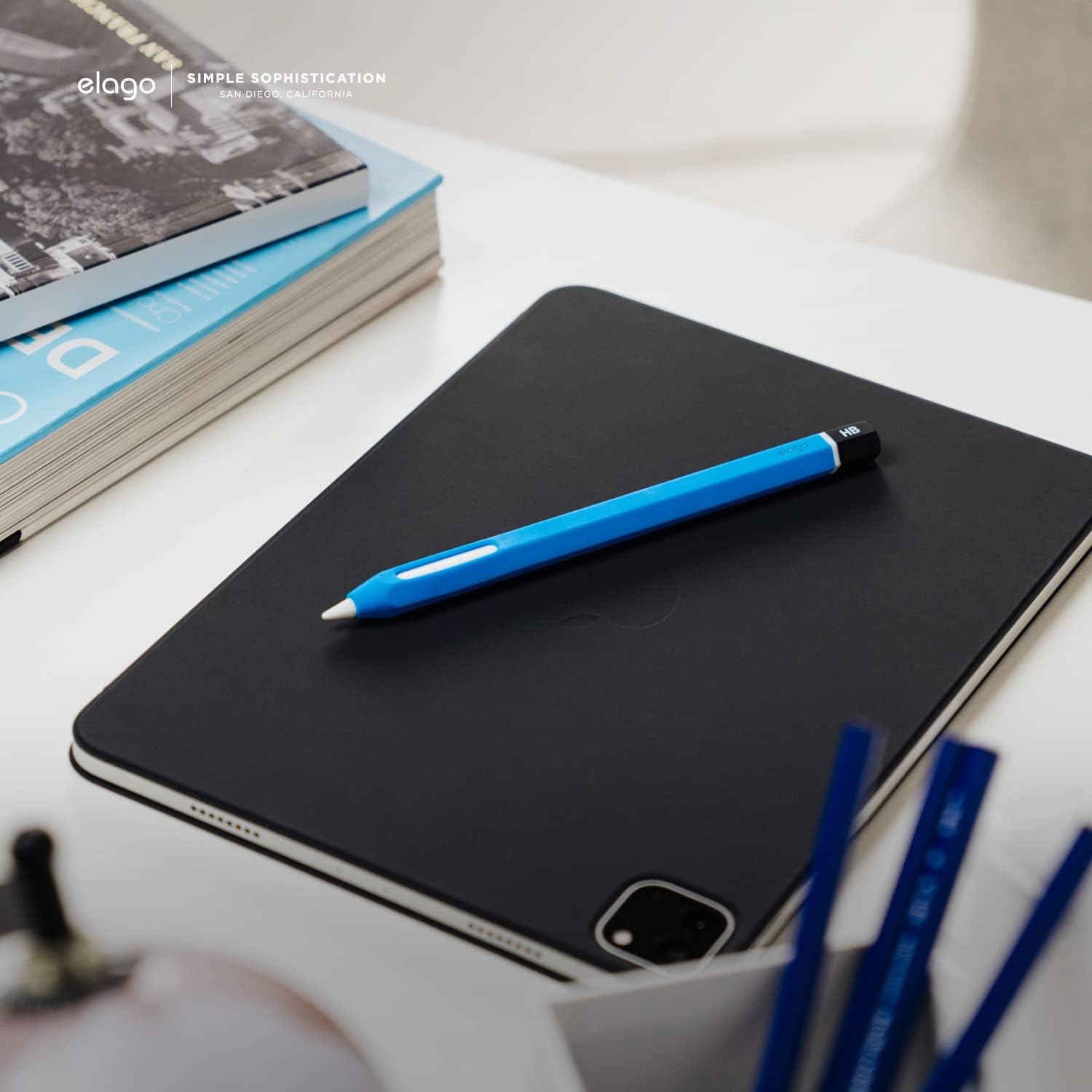 elago Classic Pencil Case Compatible with Apple Pencil 2nd Generation Cover Sleeve, Classic Design, Compatible with Magnetic Charging and Double Tap (Must Read Installation Instructions) [Blue]