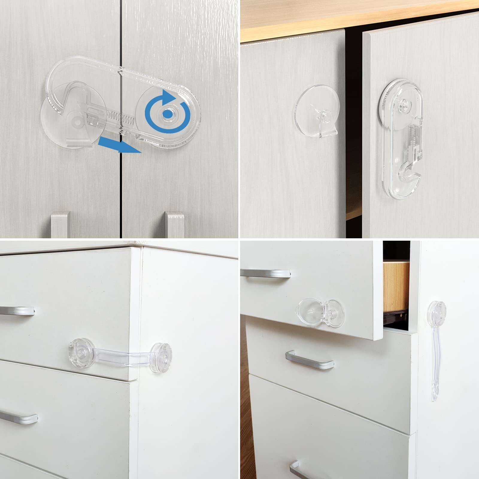 Serrature Di Sicurezza Per Bambini | 6 Pezzi | Blocca Cassetti, Frigoriferi, Finestre | Installazione Senza Trapano - Foto 2