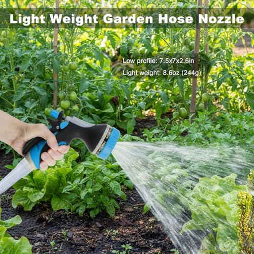 Garden Hose Nozzle with Adjustable 10 Watering Patterns, Water Hose Nozzle Sprayer with Slip Resistant,High Pressure Garden Hose Spray Nozzle for Plants & Lawns Watering,Car Washing and Pet Showering