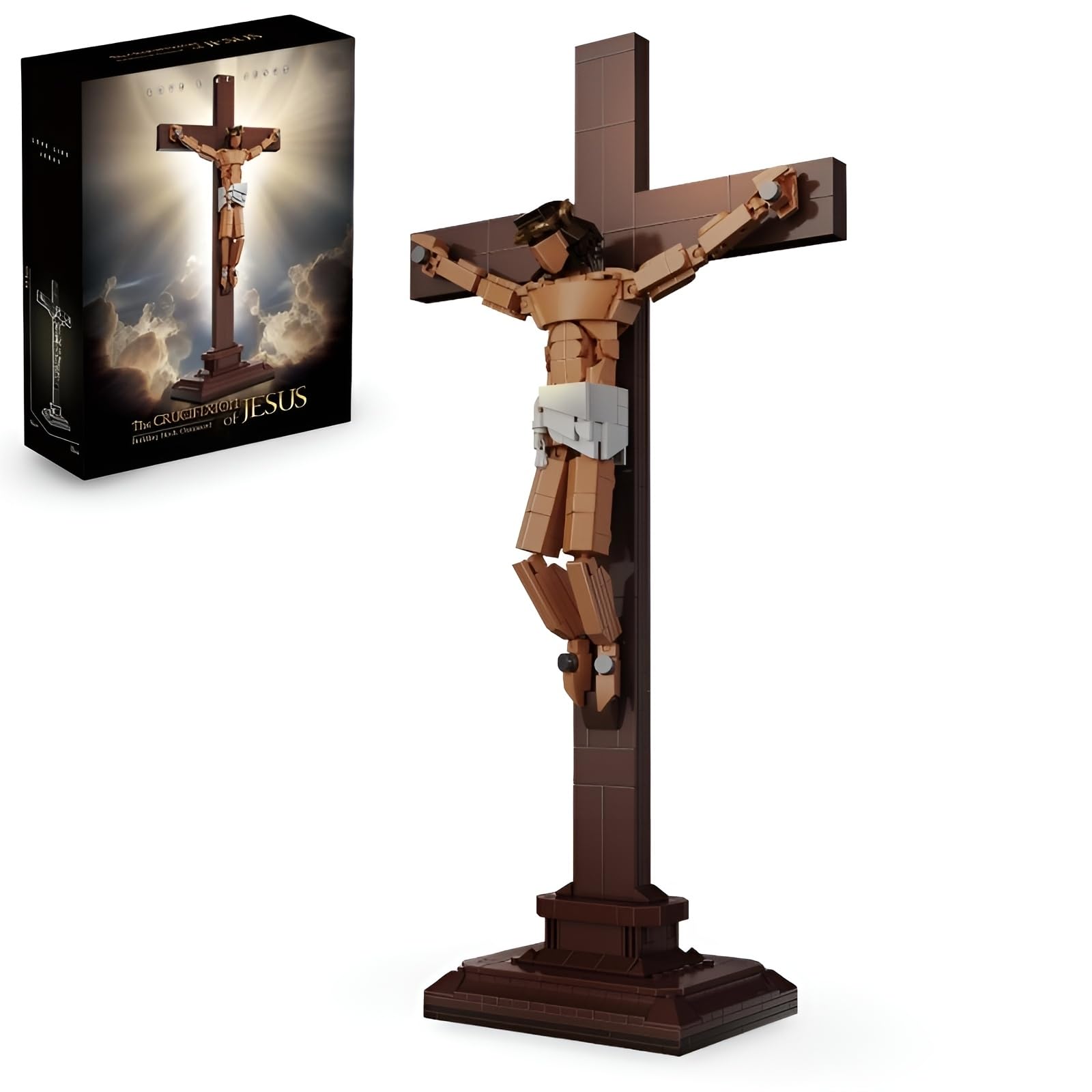 Jesús y Cruz Bloques de Construcción, 588 Piezas Figuras de Jesús Bloques de Encaje, Conjunto de Construcción de Figura Cristiana Creativa, Juego de Regalo para Adultos