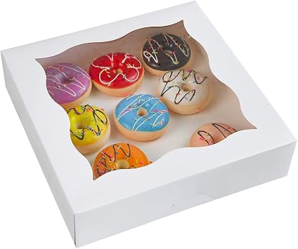 CHERRY 12x12x3White Bakery Boxes with PVC Window for Pie and Cookies Boxes Large Natural Kraft Paper Box, Pack of 12