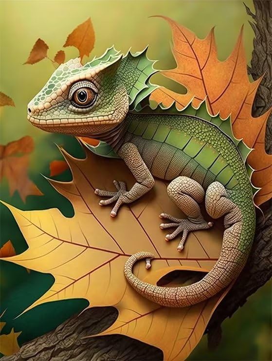 Noche Kits de pintura de diamantes de lagarto para principiantes, adultos y niños, kits de arte de diamantes para regalos de cumpleaños, vacaciones