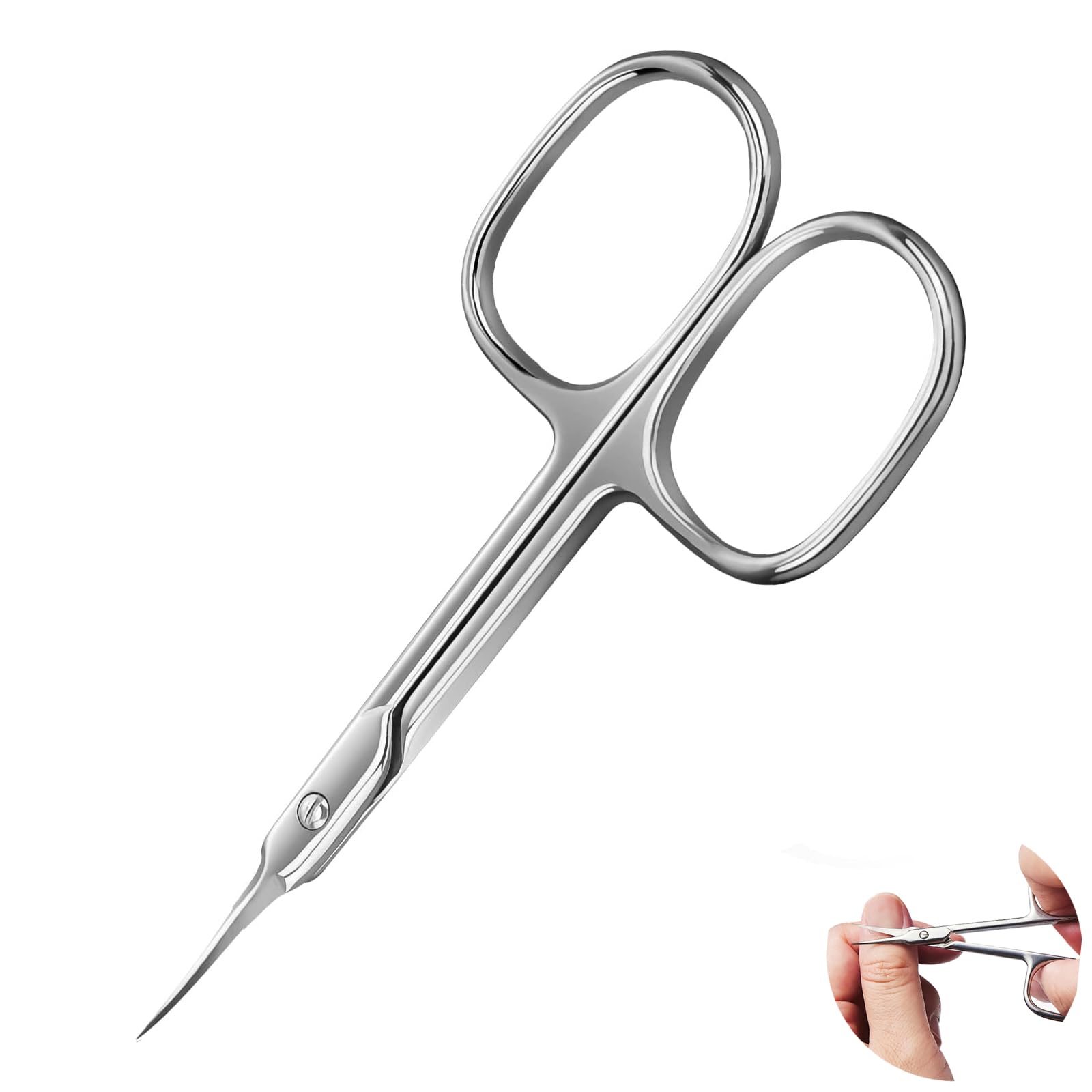 Stainless Steel Nail Scissors, Cuticle Scissors with Curved Tip, Multipurpose Professional Sharp Dead Skin Scissor Manicure, for Trimming Eyebrows, Nose Hair, Finger and Toe Nail Care